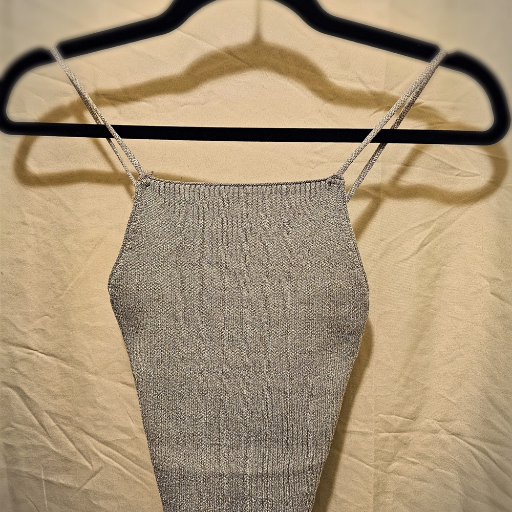NWT H&M Sweater Knit Cropped Tank - Grey Metallic